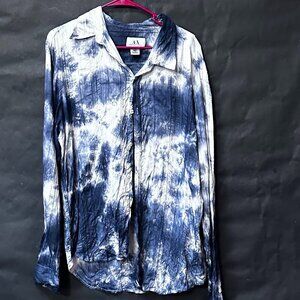 Armani Exchange A/X Shirt Tie Dye Size XL Cotton Dress Button Down Long Sleeve
